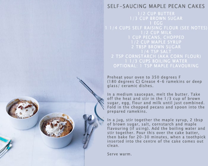 Self-Saucing Maple Pecan Cakes