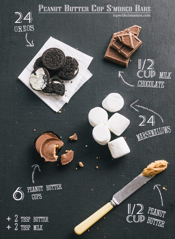 Peanut Butter Cup S'moreo Bars -ingredients
