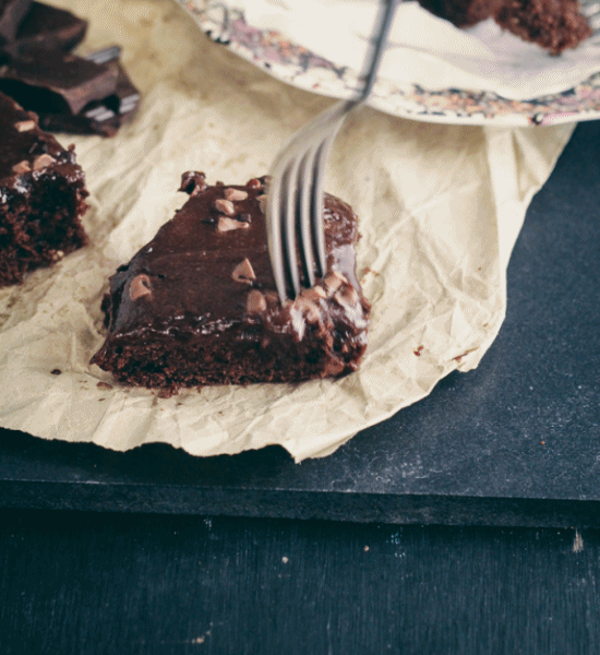 Texas Sheet Cake with Brownie Batter Frosting- forkgif1