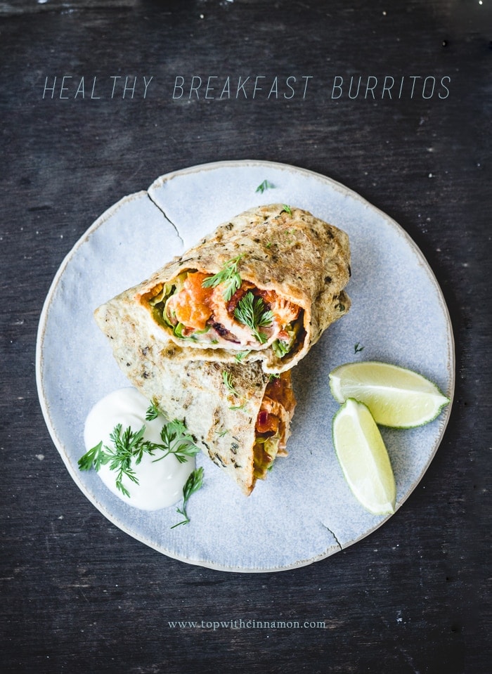 Healthy Breakfast Burritos (make-ahead, with home made high protein/low carb/gf tortillas)