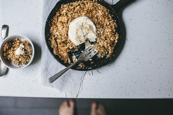 Browned Butter, Caramel & Coconut Skillet Apple Crumble