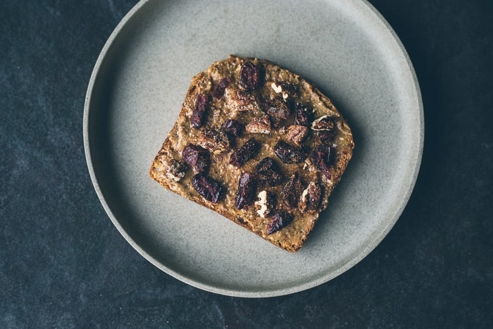 The 'That Whole Foods Bread'*: Almond butter + Honey + Cinnamon + Pecans + Dried Cranberries