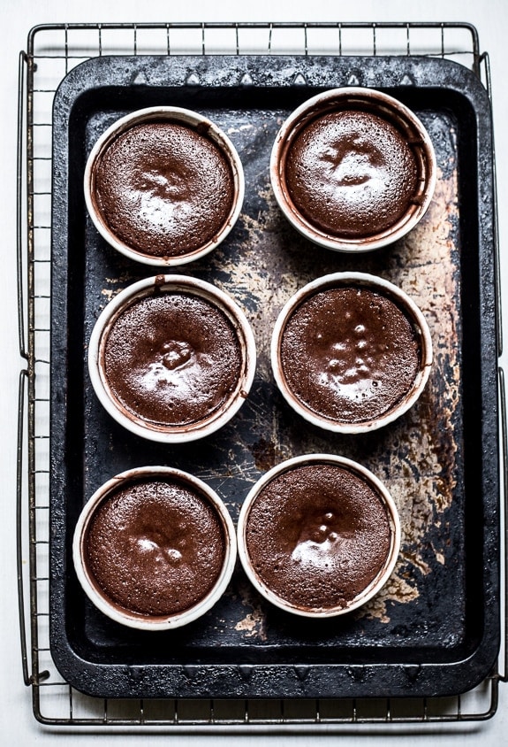 Salted Caramel Filled Molten Chocolate Cakes | Top With Cinnamon