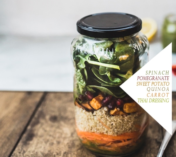 Mason Jar Quinoa Salad with Green Thai-Style Dressing (GF and Vegan) - Perfect for lunch on the go!